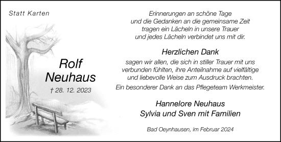 Traueranzeige von Rolf Neuhaus von Neue Westfälische