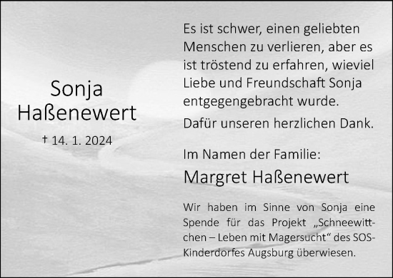 Traueranzeige von Sonja Haßenewert von Neue Westfälische