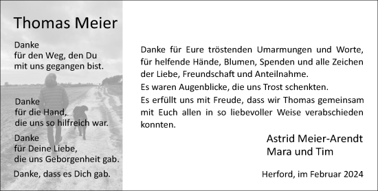 Traueranzeige von Thomas Meier von Neue Westfälische