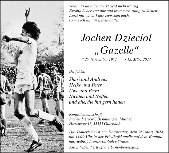 Traueranzeige von Jochen Dzieciol von Neue Westfälische