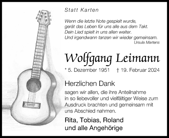 Traueranzeige von Wolfgang Leimann von Neue Westfälische