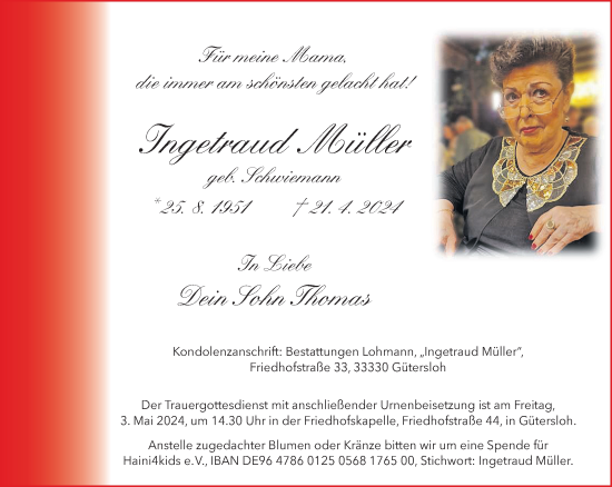 Traueranzeige von Ingetraud Müller von Neue Westfälische