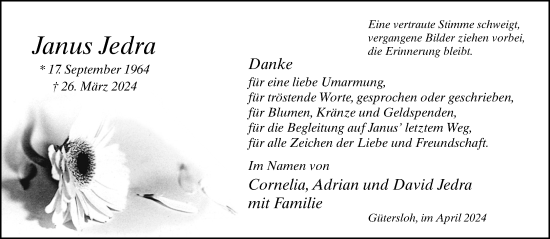 Traueranzeige von Janus Jedra von Neue Westfälische