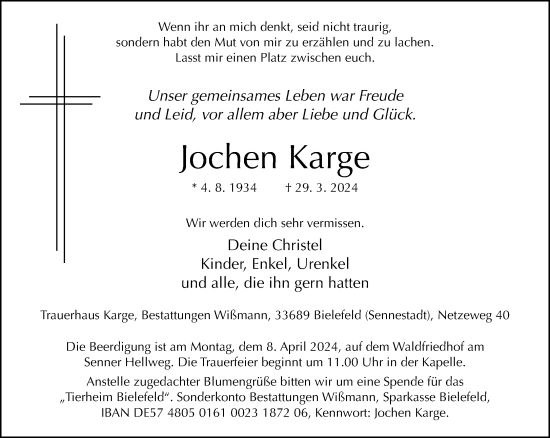 Traueranzeige von Jochen Karge von Neue Westfälische