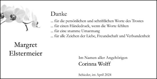 Traueranzeige von Margret Elstermeier von Neue Westfälische