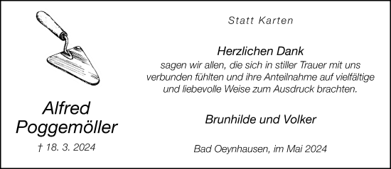 Traueranzeige von Alfred Poggemöller von Neue Westfälische