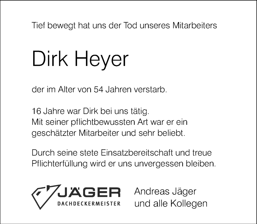  Traueranzeige für Dirk Heyer vom 11.05.2024 aus Neue Westfälische
