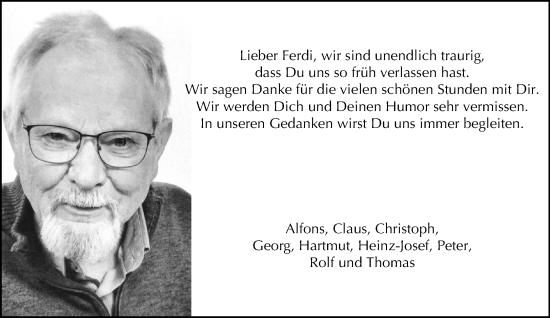 Traueranzeige von Ferdi  von Neue Westfälische