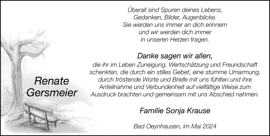Traueranzeige von Renate Gersmeier von Neue Westfälische