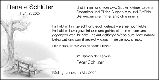 Traueranzeige von Renate Schlüter von Neue Westfälische