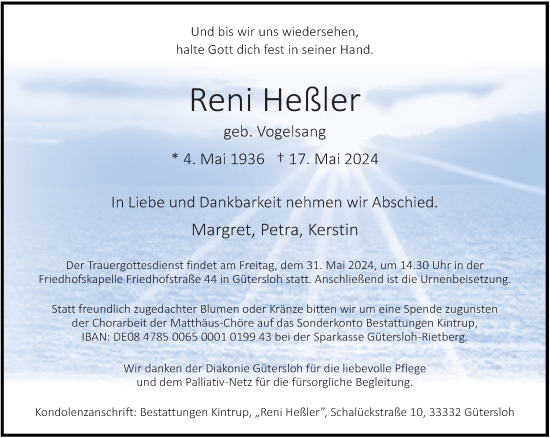 Traueranzeige von Reni Heßler von Neue Westfälische