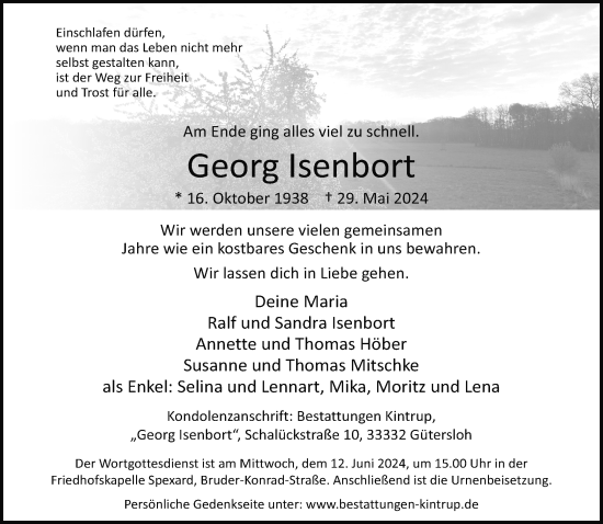 Traueranzeige von Georg Isenbort von Neue Westfälische