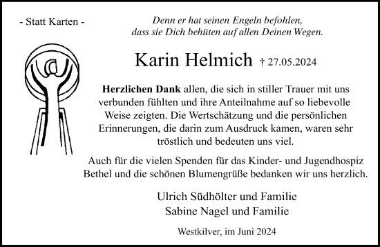 Traueranzeige von Karin Helmich von Neue Westfälische