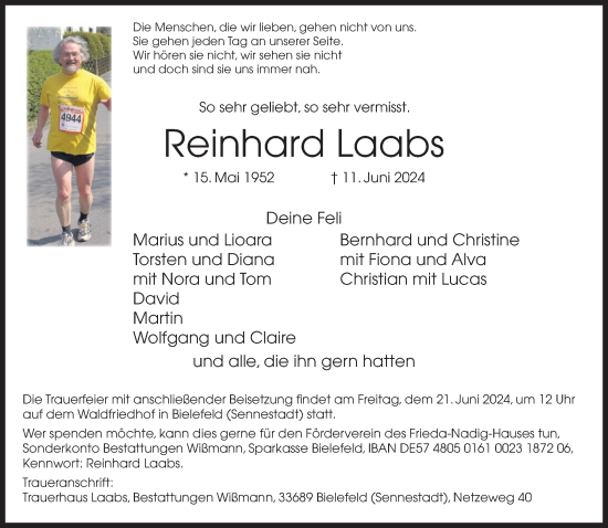 Traueranzeige von Reinhard Laabs von Neue Westfälische