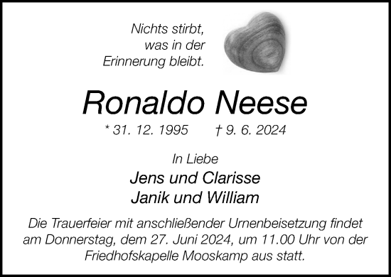 Traueranzeige von Ronald Neese von Neue Westfälische