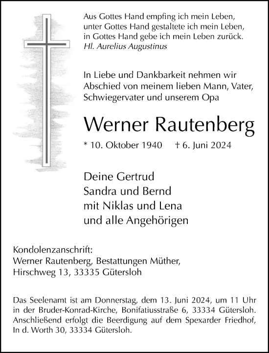 Traueranzeige von Werner Rautenberg von Neue Westfälische