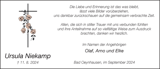 Traueranzeige von Ursula Niekamp von Neue Westfälische