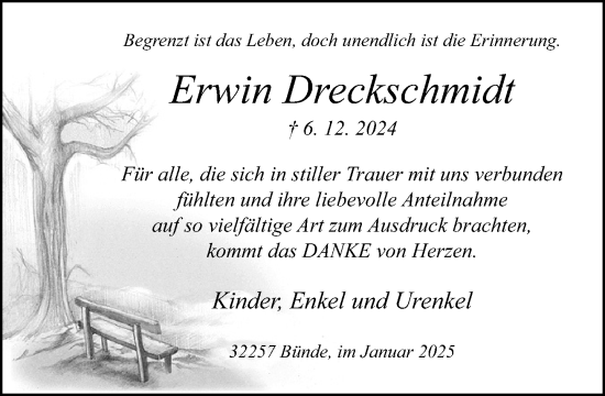 Traueranzeige von Erwin Dreckschmidt von Neue Westfälische