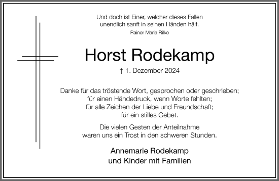 Traueranzeige von Horst Rodekamp von Neue Westfälische und Westfalen-Blatt