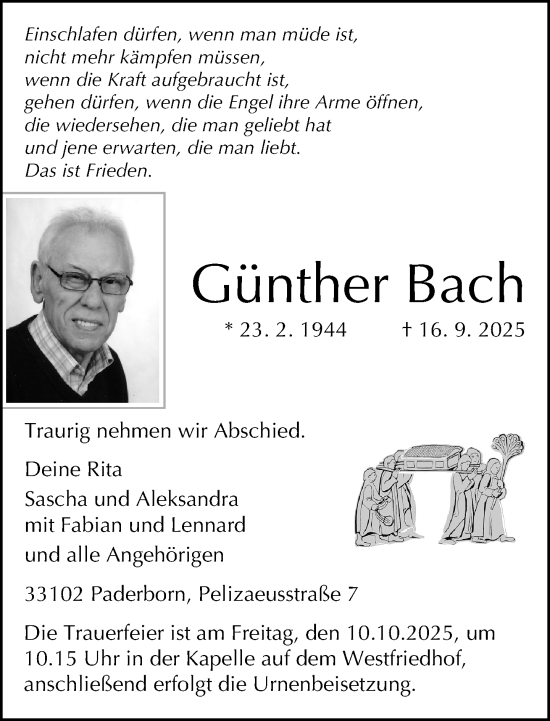 Traueranzeige von Günther Bach von Neue Westfälische und Westfalen-Blatt