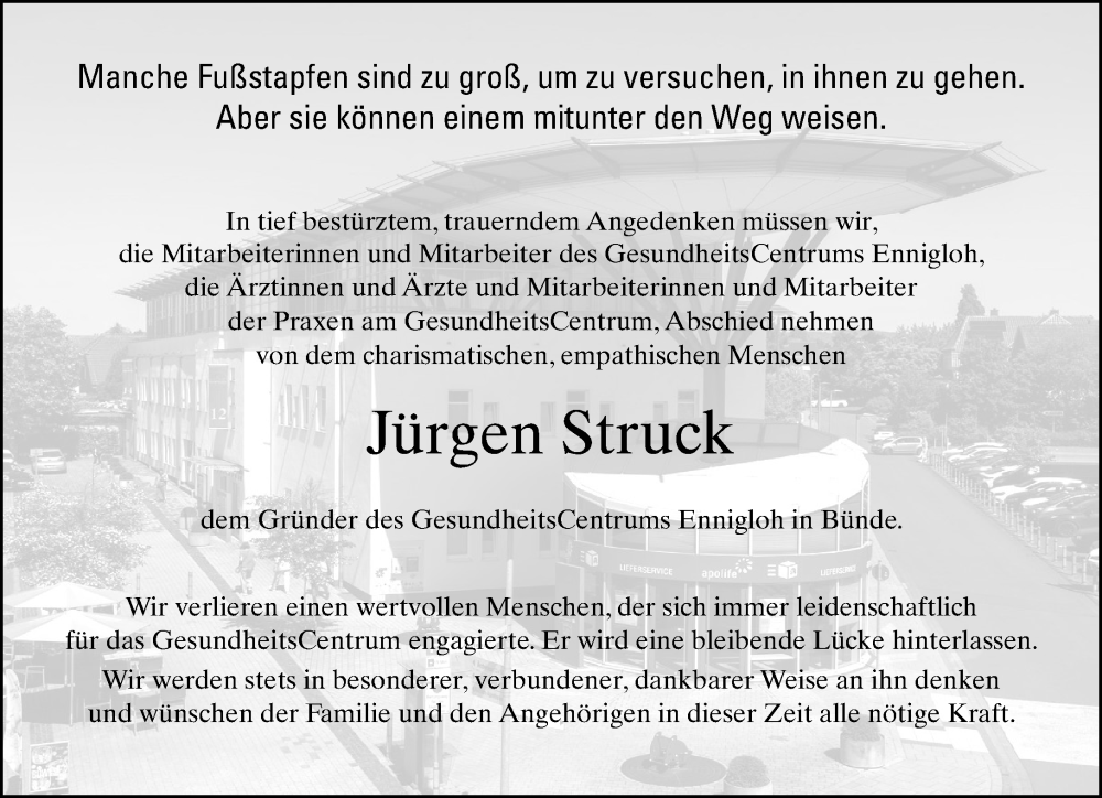  Traueranzeige für Jürgen Struck vom 18.10.2025 aus Neue Westfälische und Westfalen-Blatt
