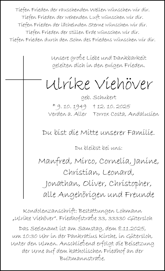 Traueranzeige von Ulrike Viehöver von Neue Westfälische und Westfalen-Blatt