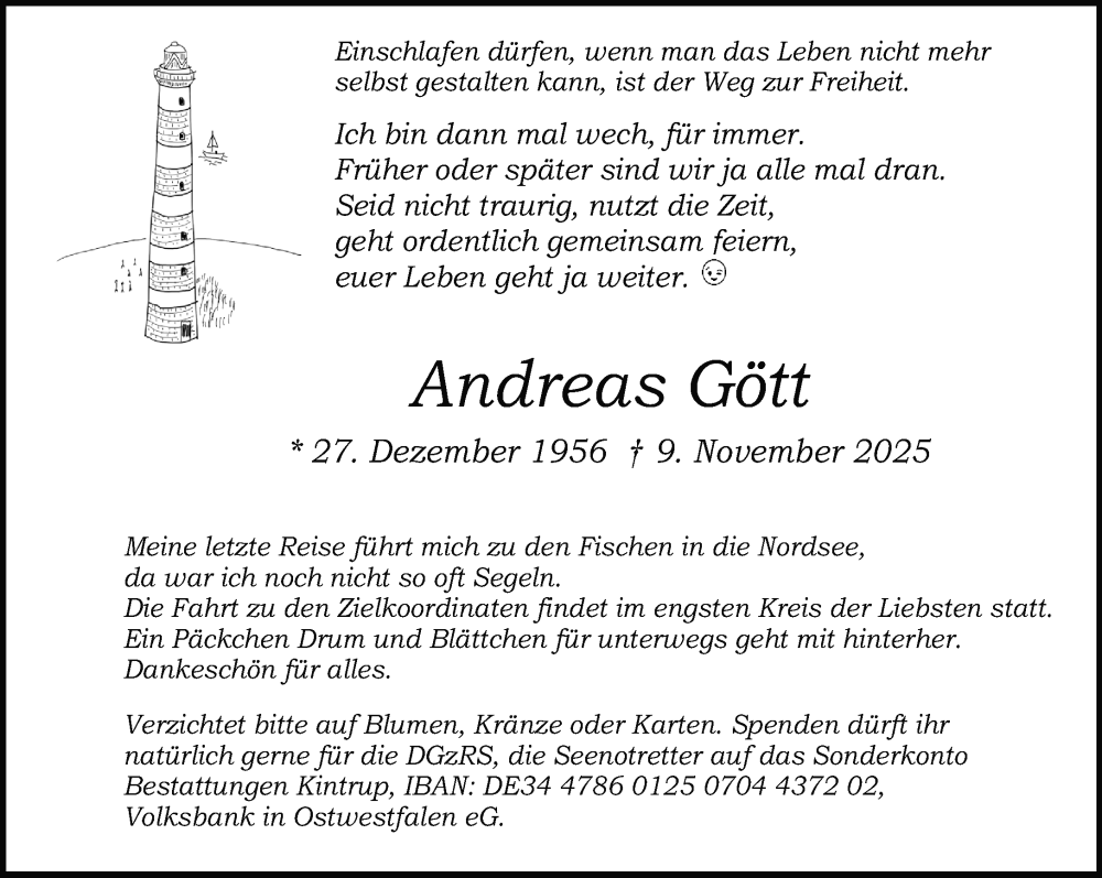  Traueranzeige für Andreas Gött vom 19.11.2025 aus Neue Westfälische und Westfalen-Blatt