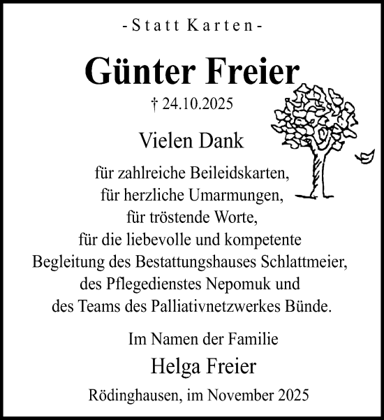 Traueranzeige von Günter Freier von Neue Westfälische und Westfalen-Blatt