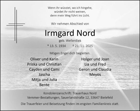 Traueranzeige von Irmgard Nord von Neue Westfälische und Westfalen-Blatt
