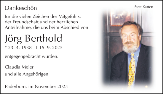 Traueranzeige von Jörg Berthold von Neue Westfälische und Westfalen-Blatt