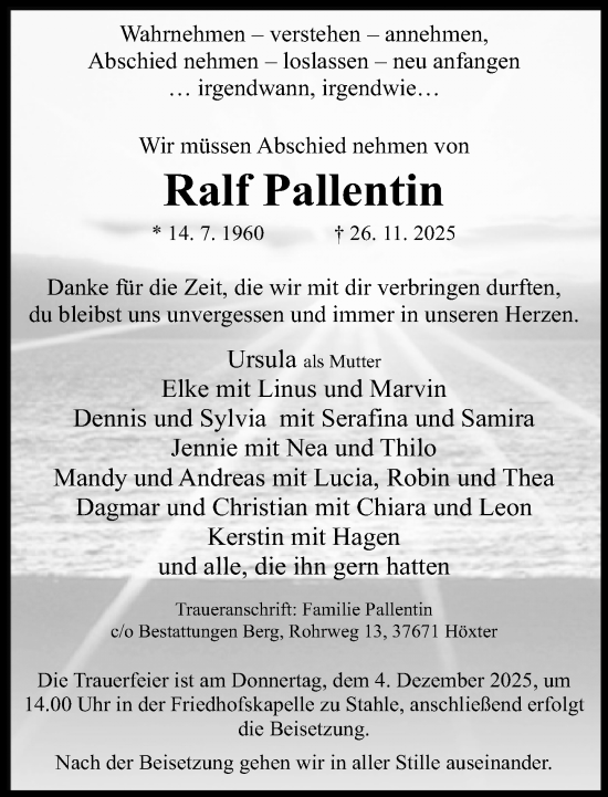 Traueranzeige von Ralf Pallentin von Neue Westfälische und Westfalen-Blatt