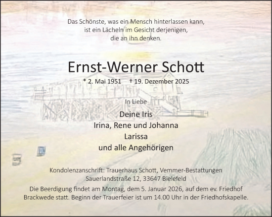 Traueranzeige von Ernst-Werner Schott von Neue Westfälische und Westfalen-Blatt