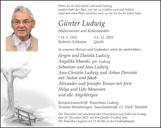 Traueranzeige von Günter Ludwig von Neue Westfälische und Westfalen-Blatt