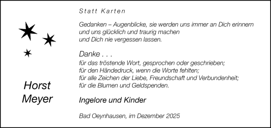 Traueranzeige von Horst Meyer von Neue Westfälische und Westfalen-Blatt