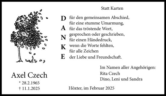 Traueranzeige von Axel Czech von Neue Westfälische und Westfalen-Blatt