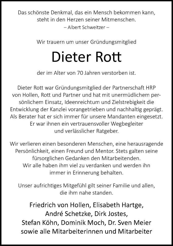  Traueranzeige für Dieter Rott vom 22.02.2025 aus Neue Westfälische und Westfalen-Blatt