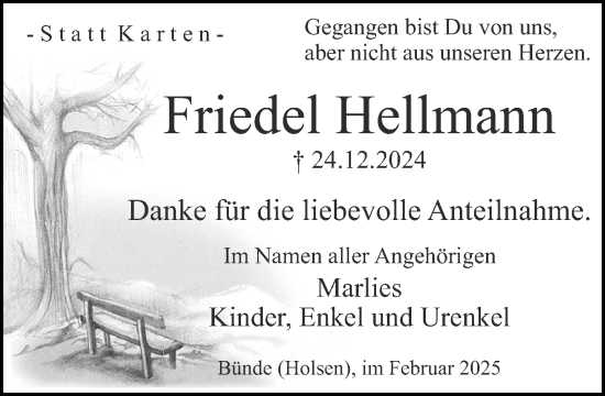 Traueranzeige von Friedel Hellmann von Neue Westfälische und Westfalen-Blatt