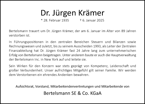 Traueranzeige von Jürgen Krämer von Neue Westfälische und Westfalen-Blatt