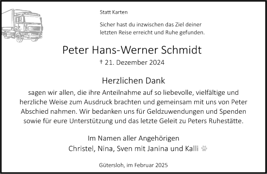 Traueranzeige von Peter Hans-Werner Schmidt von Neue Westfälische und Westfalen-Blatt