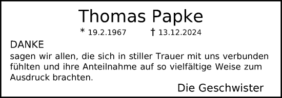 Traueranzeige von Thomas Papke von Neue Westfälische und Westfalen-Blatt
