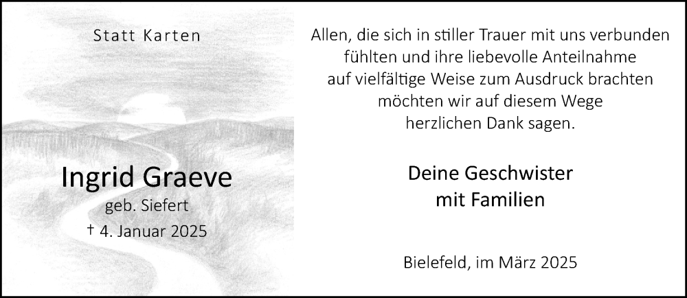  Traueranzeige für Ingrid Graeve vom 08.03.2025 aus Neue Westfälische und Westfalen-Blatt