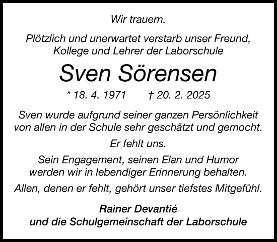 Traueranzeige von Sven Sörensen von Neue Westfälische und Westfalen-Blatt