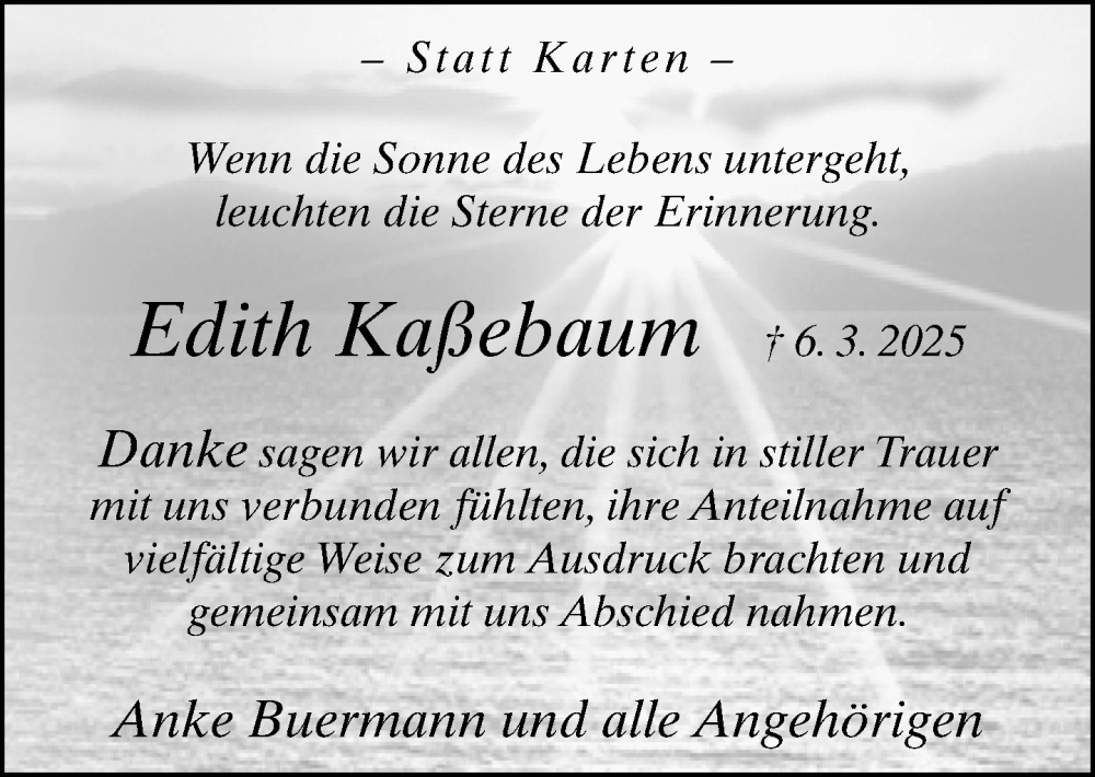  Traueranzeige für Edith Kaßebaum vom 19.04.2025 aus Neue Westfälische und Westfalen-Blatt