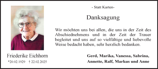 Traueranzeige von Friederike Eichhorn von Neue Westfälische und Westfalen-Blatt