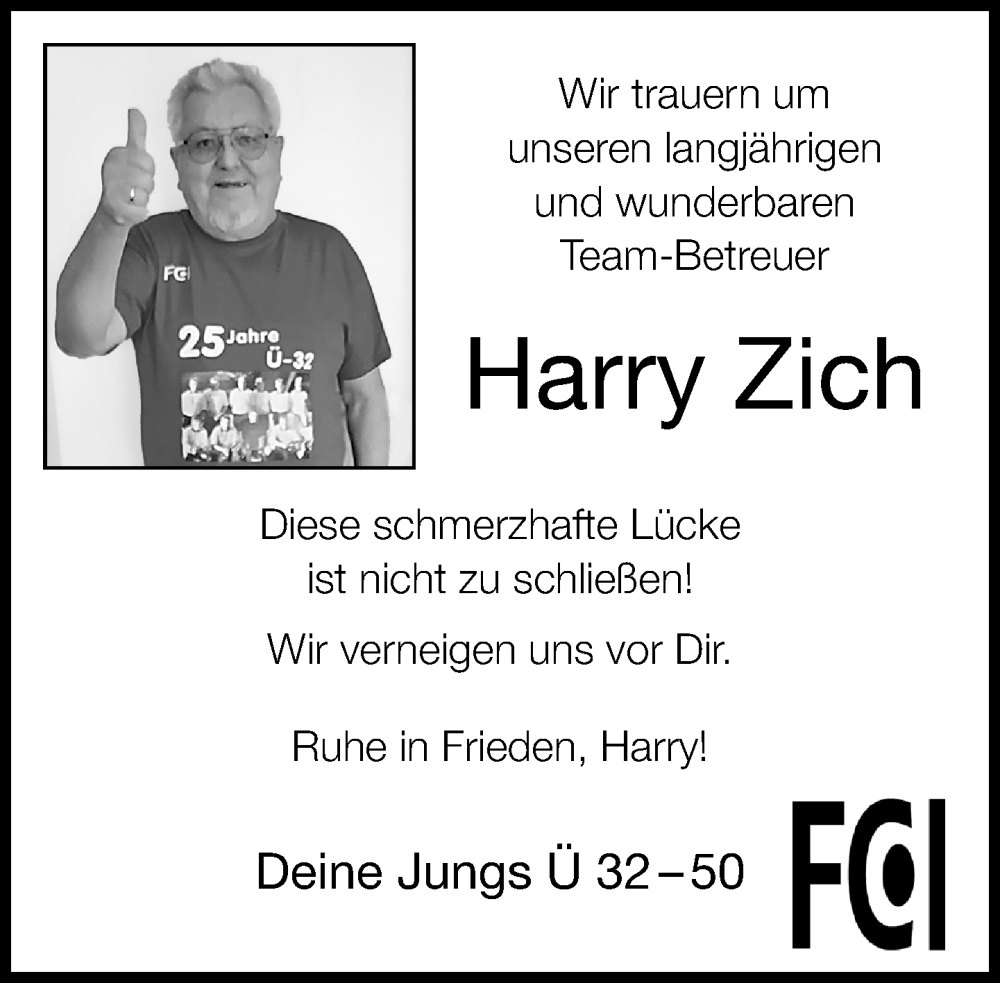  Traueranzeige für Harry Zich vom 09.04.2025 aus Neue Westfälische und Westfalen-Blatt