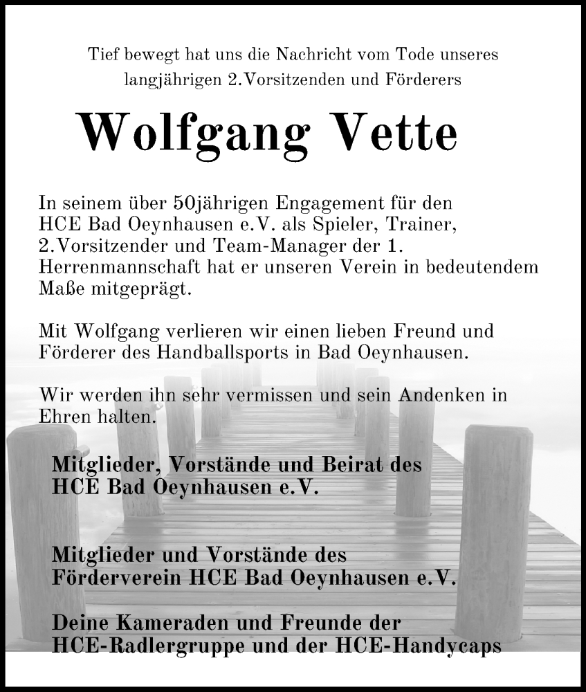  Traueranzeige für Wolfgang Vette vom 12.04.2025 aus Neue Westfälische und Westfalen-Blatt