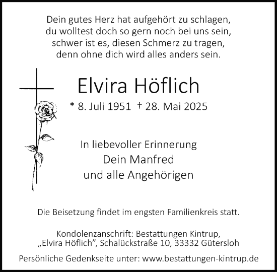 Traueranzeige von Elvira Höflich von Neue Westfälische und Westfalen-Blatt