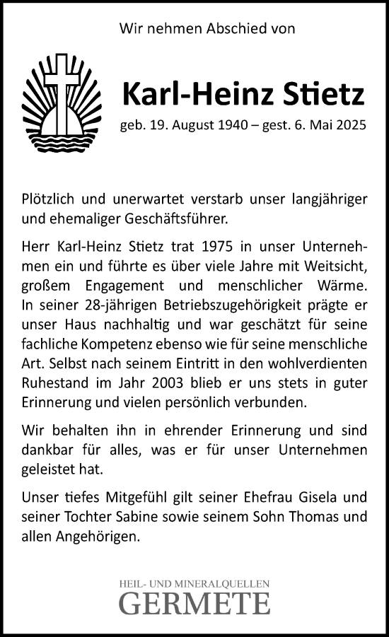 Traueranzeige von Karl-Heinz Stietz von Neue Westfälische und Westfalen-Blatt