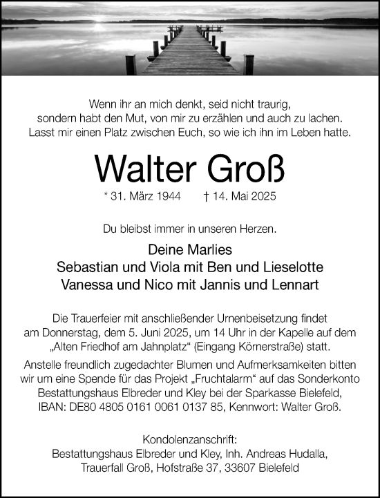 Traueranzeige von Walter Groß von Neue Westfälische und Westfalen-Blatt