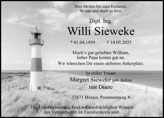 Traueranzeige von Willi Sieweke von Neue Westfälische und Westfalen-Blatt